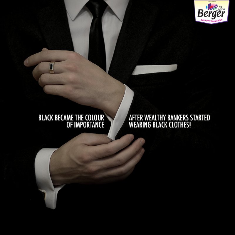 BergerPaintsInd's tweet photo. With arrival of high-quality black dyes &amp; laws restricting coloured cloth to nobility, Italian bankers started wearing black. #ColourFact https://t.co/JNWofBjEvc