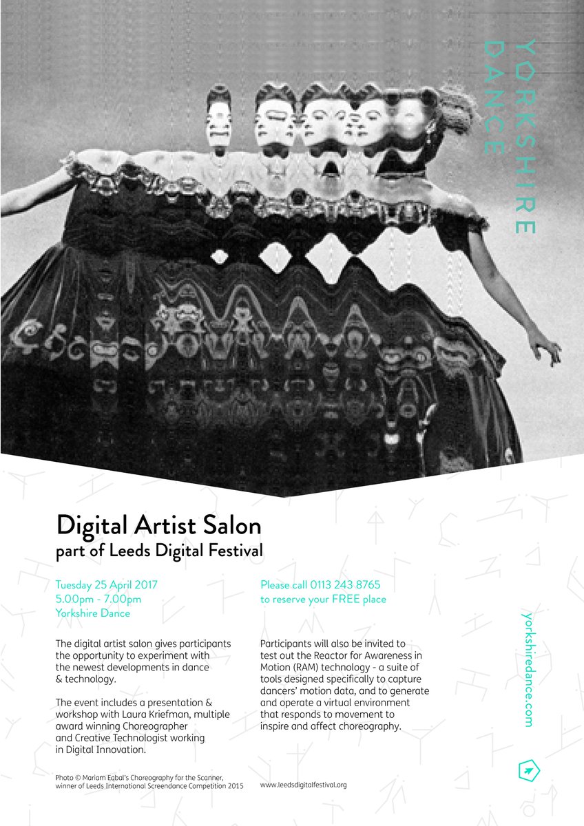 We are looking for technologists and creatives to take part in our Digital Artist Salon. Is that you? yorkshiredance.com/whats-on/event… #leedsdigi17