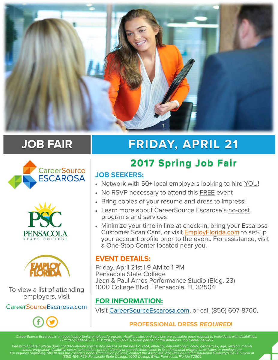 PensacolaState's tweet image. GET THOSE RESUMES READY!! #SpringJobFair #DressToImpress #GoPirates