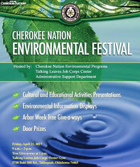 CherokeeNation's tweet image. The Cherokee Nation Environmental Festival Friday features speakers, demonstrations, informational displays &amp;amp; tree giveaways while they last