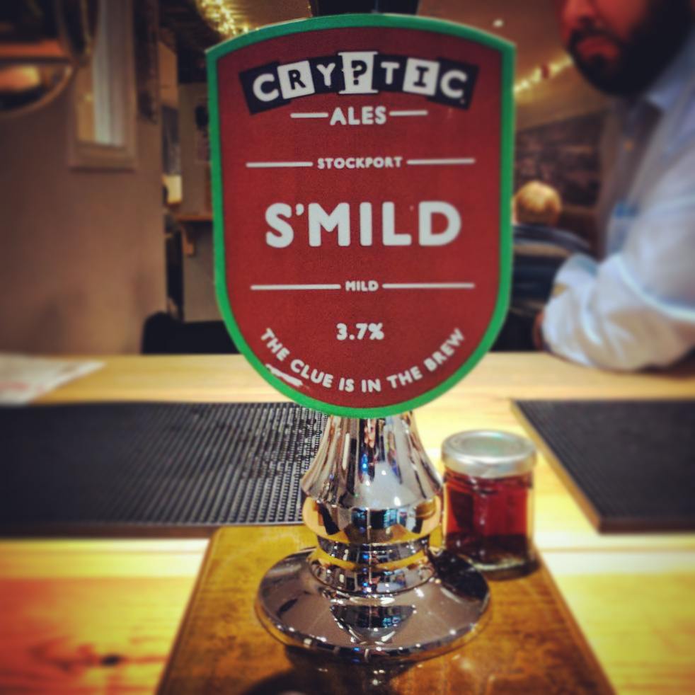 Choccy, fruity notes. Dark and delish. Come and find a fine pint of locally brewed Mild this afternoon! S'Mild from <a href="/CrypticAles/">Cryptic Ales</a> is OTB!