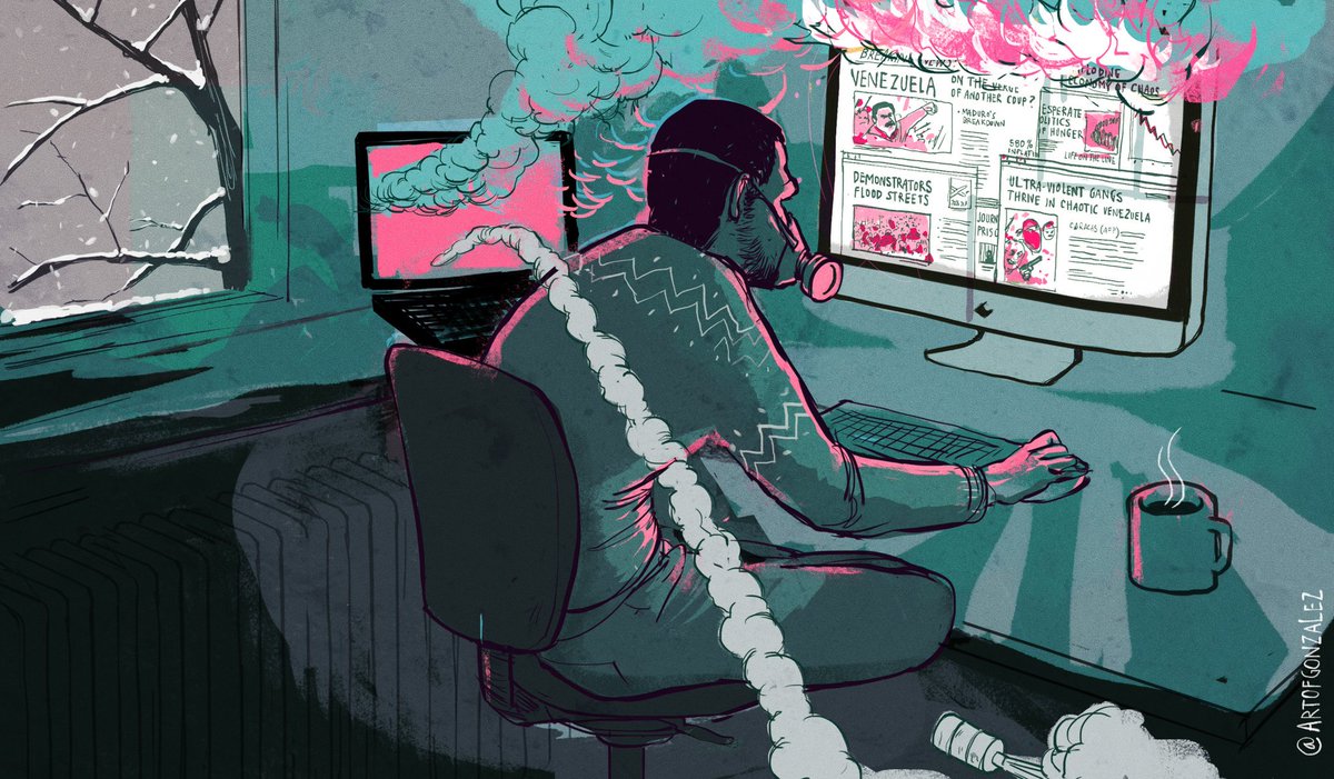 CaracasChron's tweet photo. Venezuelans abroad be like..
(Illustration by @artofogonzalez) https://t.co/RJKQUfD6nQ