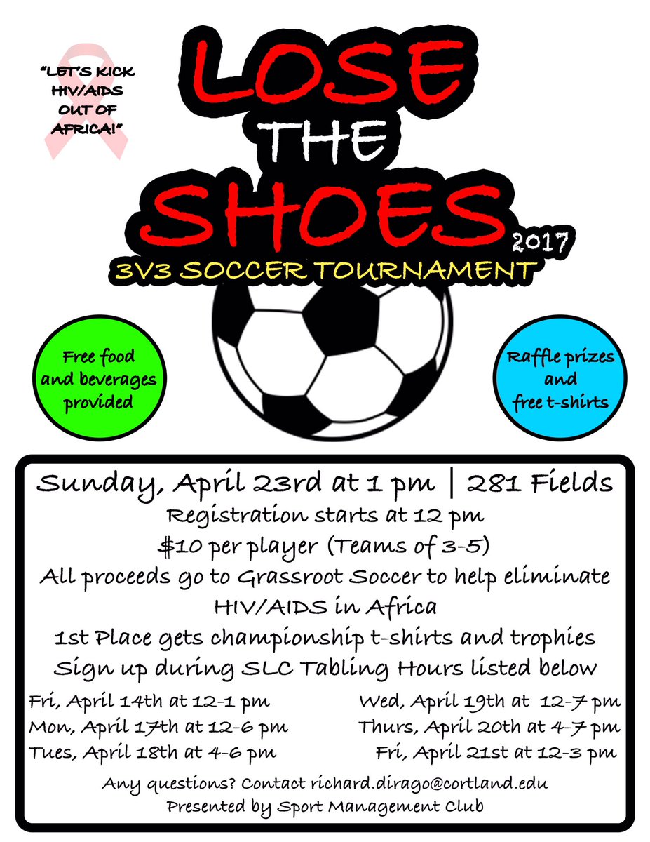 CortlandSPMGC's tweet photo. Tabling going on now until 7 PM in the SLC for Lose the Shoes. Get those teams signed up! https://t.co/mFLZZJZHAj