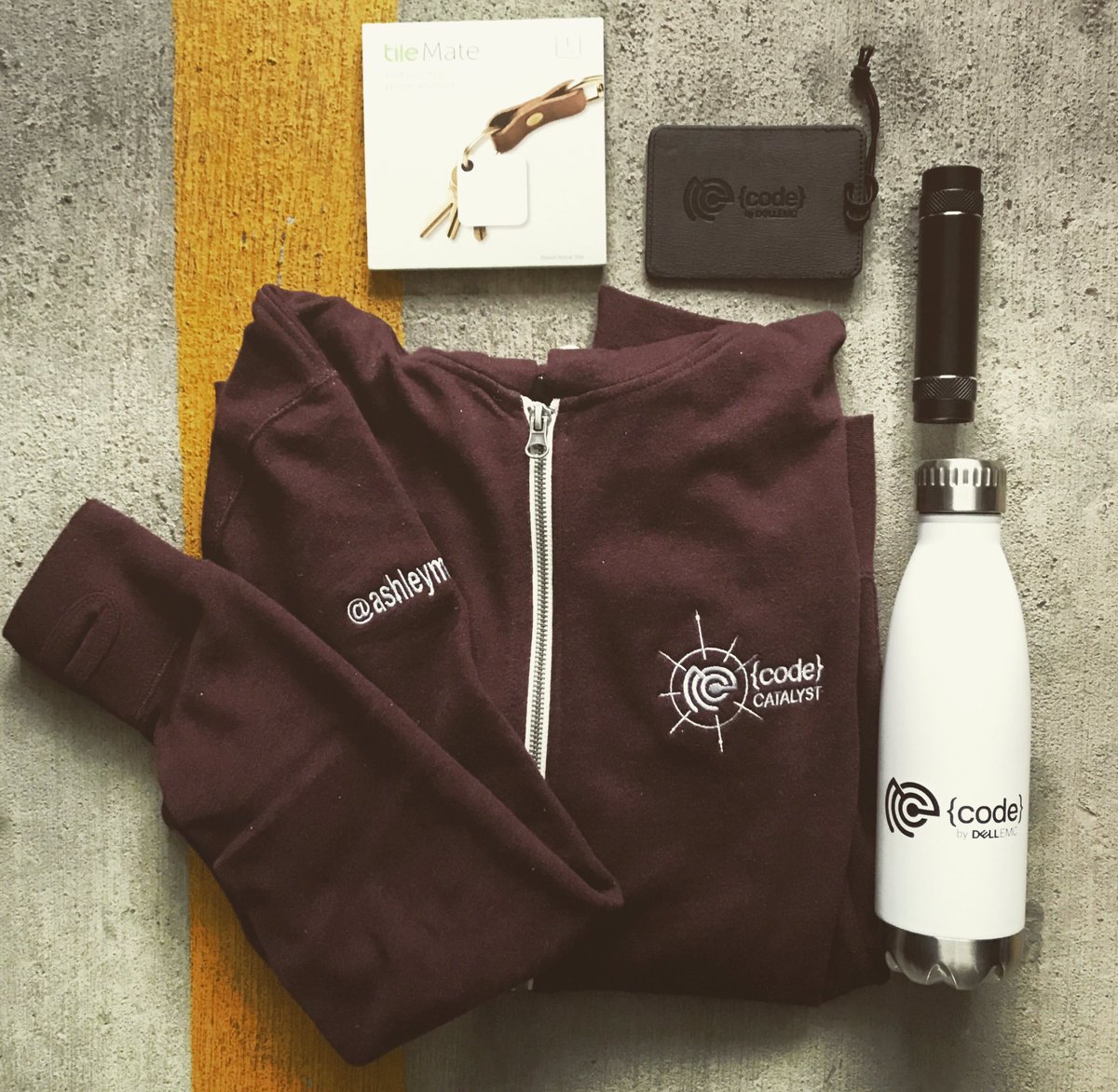 ashleymcnamara's tweet image. Look at all of this dope swag I got from @emccode #CodeCatalyst!