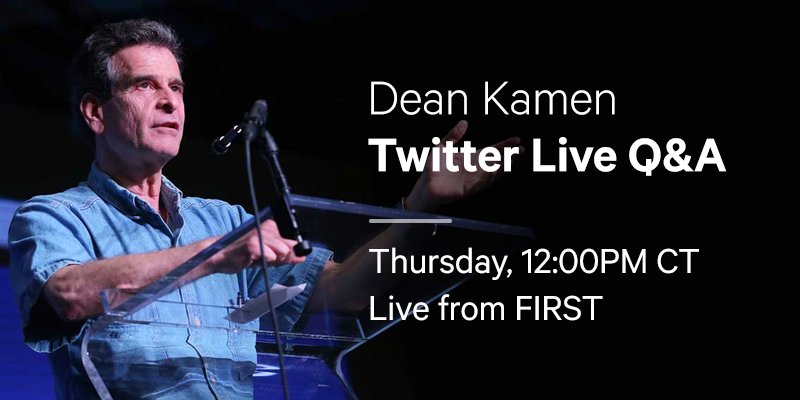 Qualcomm's tweet photo. Join us #live as Dean Kamen chats with kids about the success of @firstweets global K-12 engineering & robotics competitions #FIRSTChamp https://t.co/TThnXbtBa0