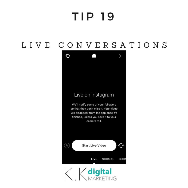 KKDigitalMarket's tweet image. Tip 19 - What's so great about #liveconversations? Discover how you can boost your engagement by #digitalmarketing - ow.ly/ZSEG30aX7G3