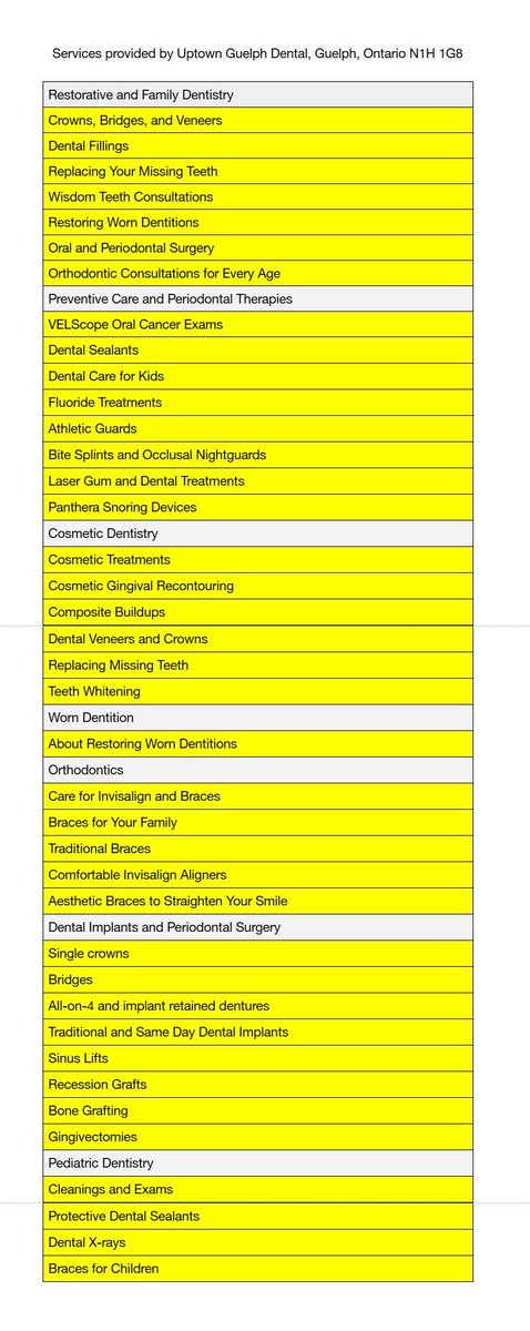 nerdinmedhatdds's tweet image. #Servicesprovided by Uptown Guelph Dental, #Guelph , #Ontario N1H 1G8