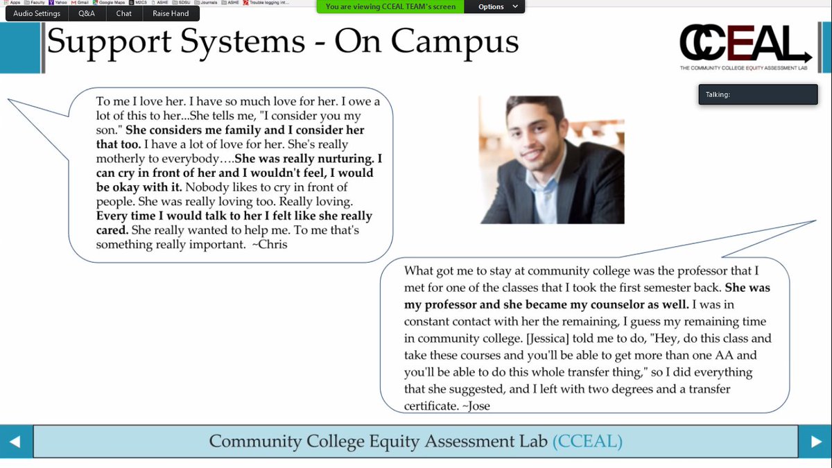 NexiDelgado's tweet photo. On campus supporters have helped with guidance, sense of belonging, and nurturing.  @CCEALab #CCEAL https://t.co/jVZAQdUDMs