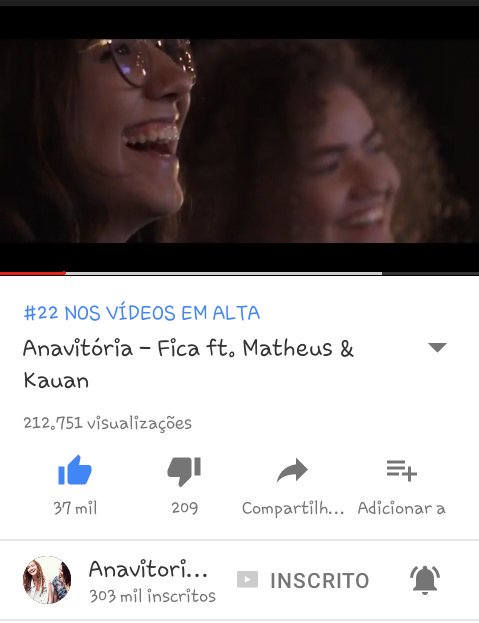 O clipe de "Fica" já passou dos 200k de views em menos de 24 horas <a href="/oanavitoria/">ANAVITÓRIA</a>