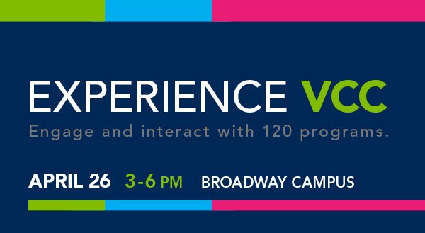 myVCC's tweet photo. Limited spaces left in select #ExperienceVCC workshops incl. culinary, fashion &amp; music. Register today https://t.co/hmaHlM0VpM https://t.co/Zrv210FnJS