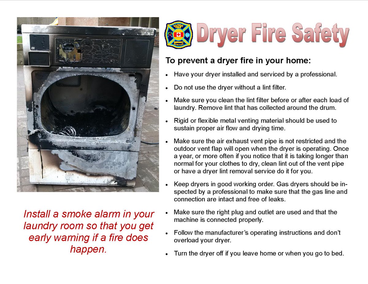 Barrie_Fire's tweet image. The leading cause of home clothes dryer and washer fires is failure to clean them. We have had 2 dryer fires in &amp;lt; a week. #CleanTheVent