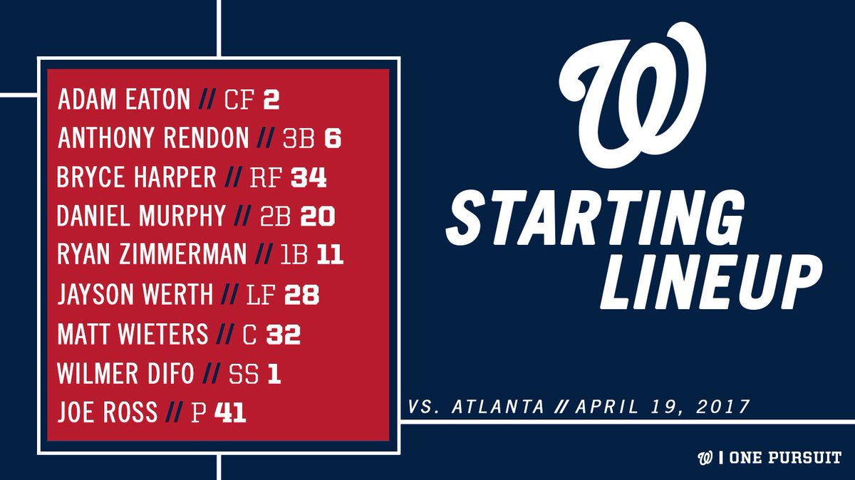 Eaton leads things off as Joe Ross makes his first start of the season. #Nats https://t.co/BsbBdYwCDG