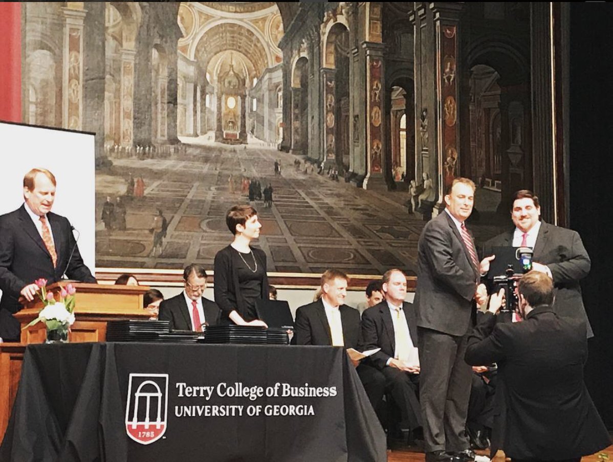 TerryCollege's tweet image. Congratulations to @ugaENTR's @mattmiller87 who received the Entrepreneurship Leadership Award at today's Honors Day ceremony! #UGAHonors