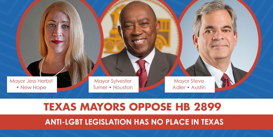 #Texas mayors oppose #HB2899, anti-#LGBT bill to revoke non-discrimination protections bit.ly/2oWmLcj #MayorsLGBT