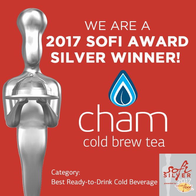 drinkcham's tweet image. We are honored and excited to have won a Silver sofi™ Award for Best RTD Cold Beverage! #sofiawards #coldbrew #tea