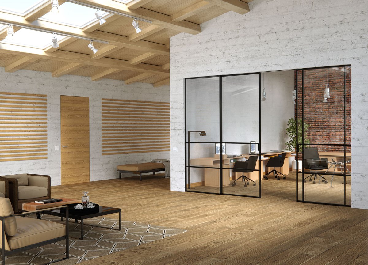 DesignbestCom's tweet photo. A sliding door with a distinct industrial appeal: it's the new Delineo Industrial by #FerreroLegno #design #industrial #slidingpanel https://t.co/AaQTA00lc9