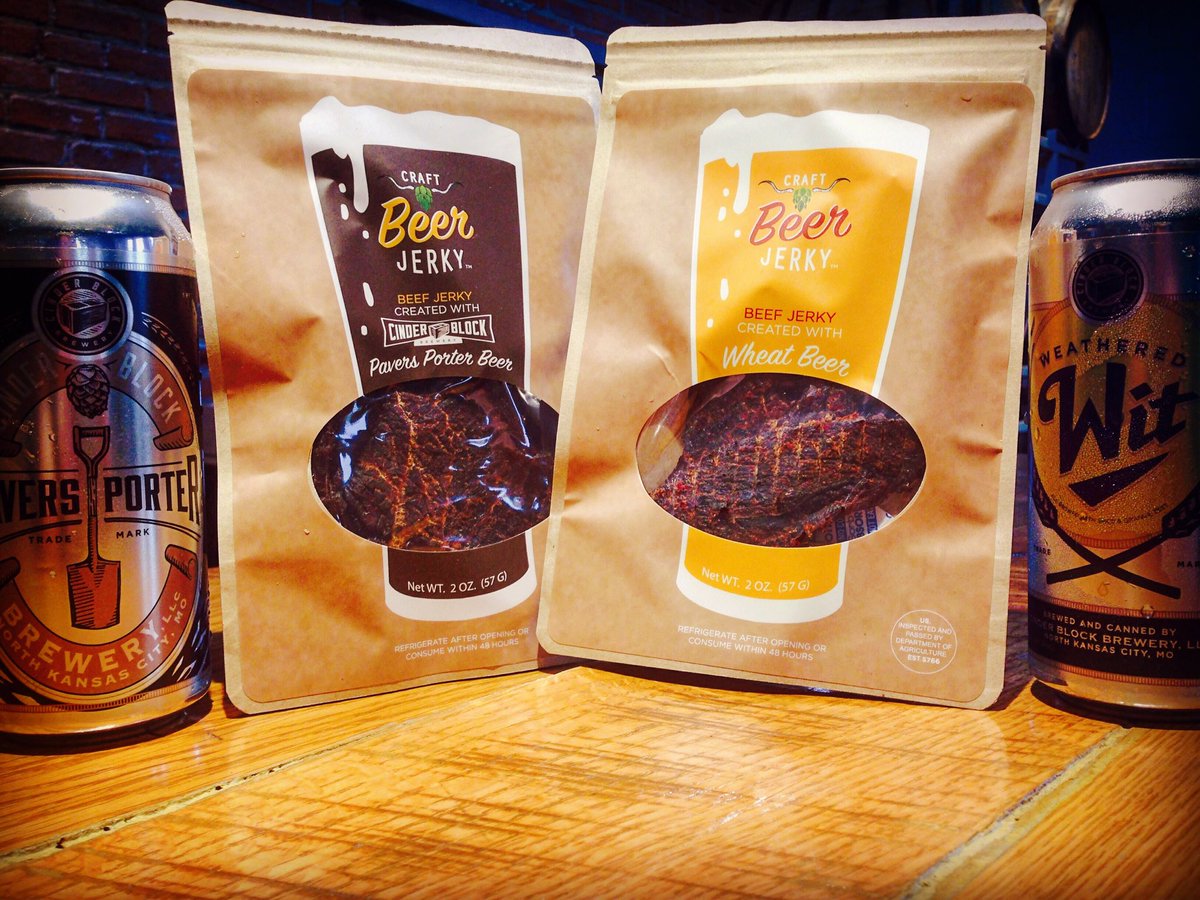 cinderblockbrew's tweet photo. Breaking news! From now on, on Wednesdays you can get a 4 pack of any of our beers and a bag of jerky for $15! #GoRoyals #kcmo #bestdealever https://t.co/DpgZVPezXD