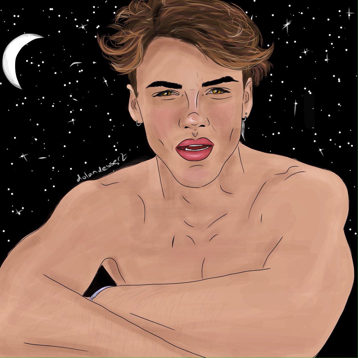 sweetlogic's tweet photo. His thoughts keep him up late at night 🌙🌌 @GraysonDolan https://t.co/82NBEL0ghT