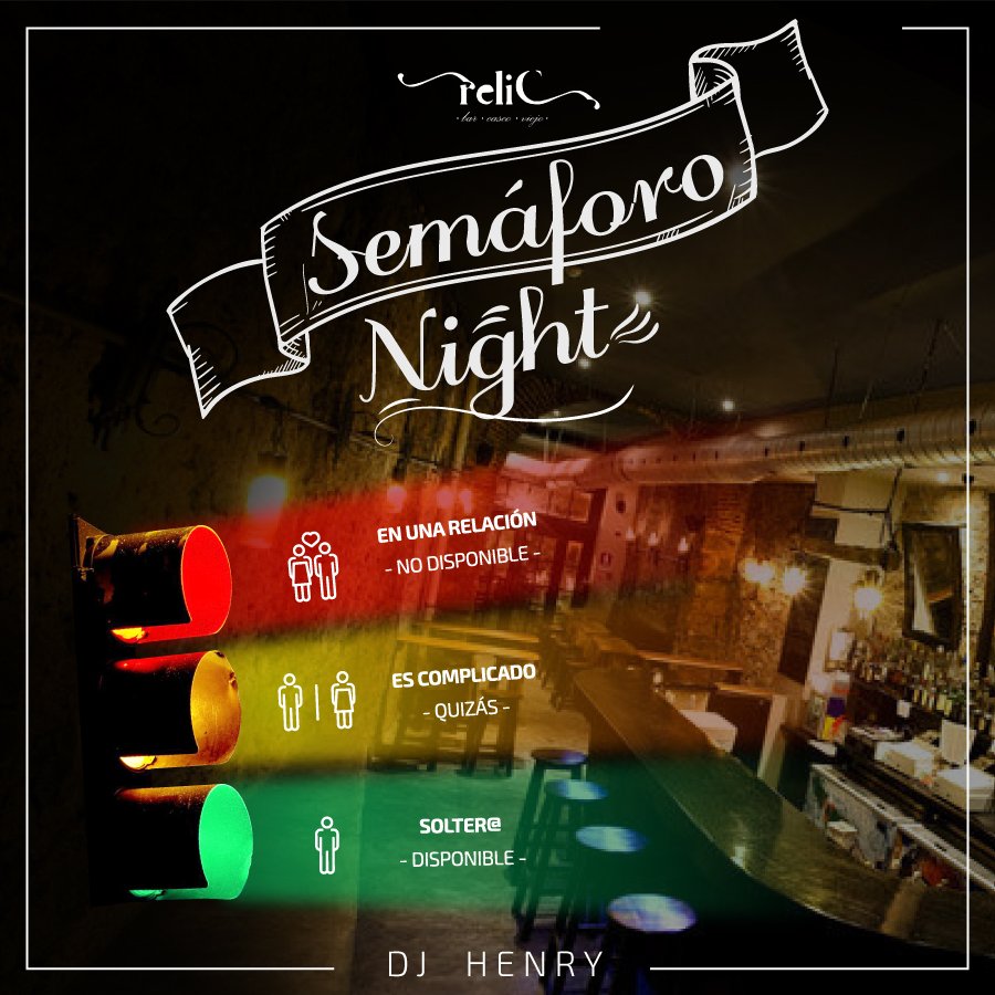 RelicBar's tweet image. ¡No te pierdas la Semáforo Night Party! Con DJ Henry, free cover y una noche totalmente diferente! ¡A divertirse con los colores!