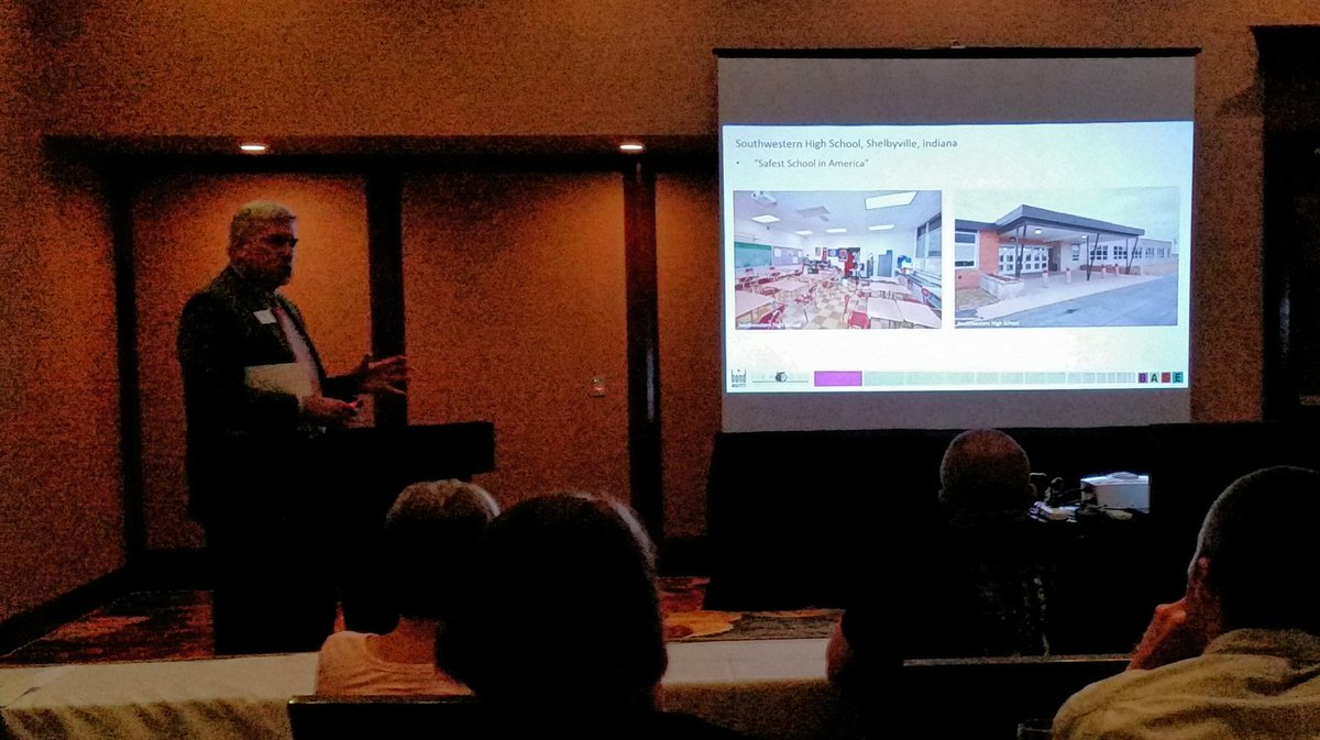 N_Day22's tweet photo. Art Bond @bondarchitects showing the "safest school in america" at the BASE presentation. https://t.co/0ESAR36y5K