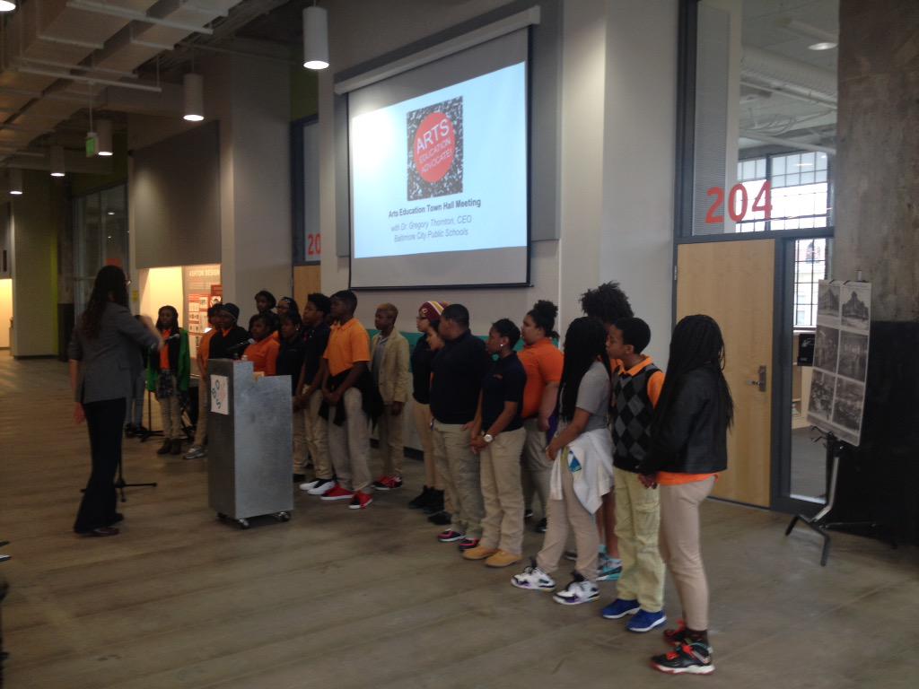 ArtsAdvocate_MD's tweet image. Students from #bookertwashongton school sing for Arts Ed Town Hall at #designschool @BaltCitySchools
