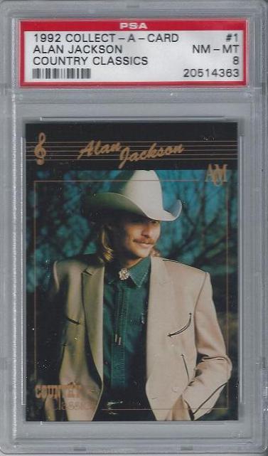 FavMusCards's tweet image. Here is a 1992 Country Classics card of Alan Jackson #AlanJackson graded PSA 8!