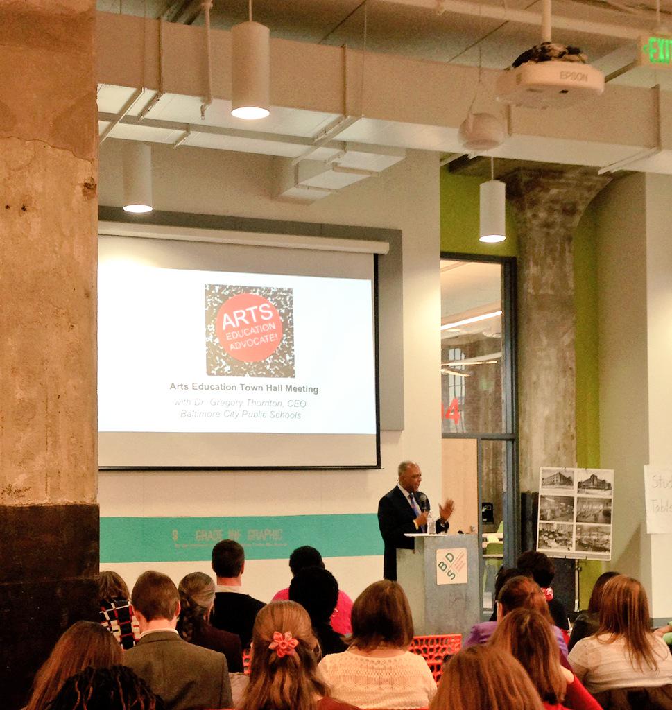 ArtsEdTaskForce's tweet image. Dr. Gregory Thornton, CEO of @BaltCitySchools outlines the system's #artsed strategy at the town hall meeting