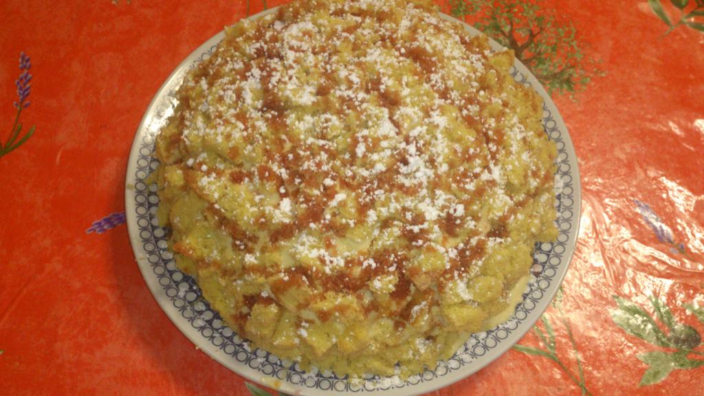 orgasmoleptic's tweet image. Mimosa cake and marinated cherries!