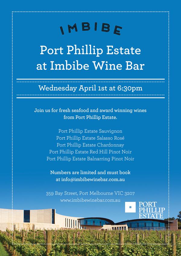 Join us for fresh seafood and award winning wines from Port Phillip Estate <a href="/imbibewinebar/">Imbibe Wine Bar</a> - click link for details!