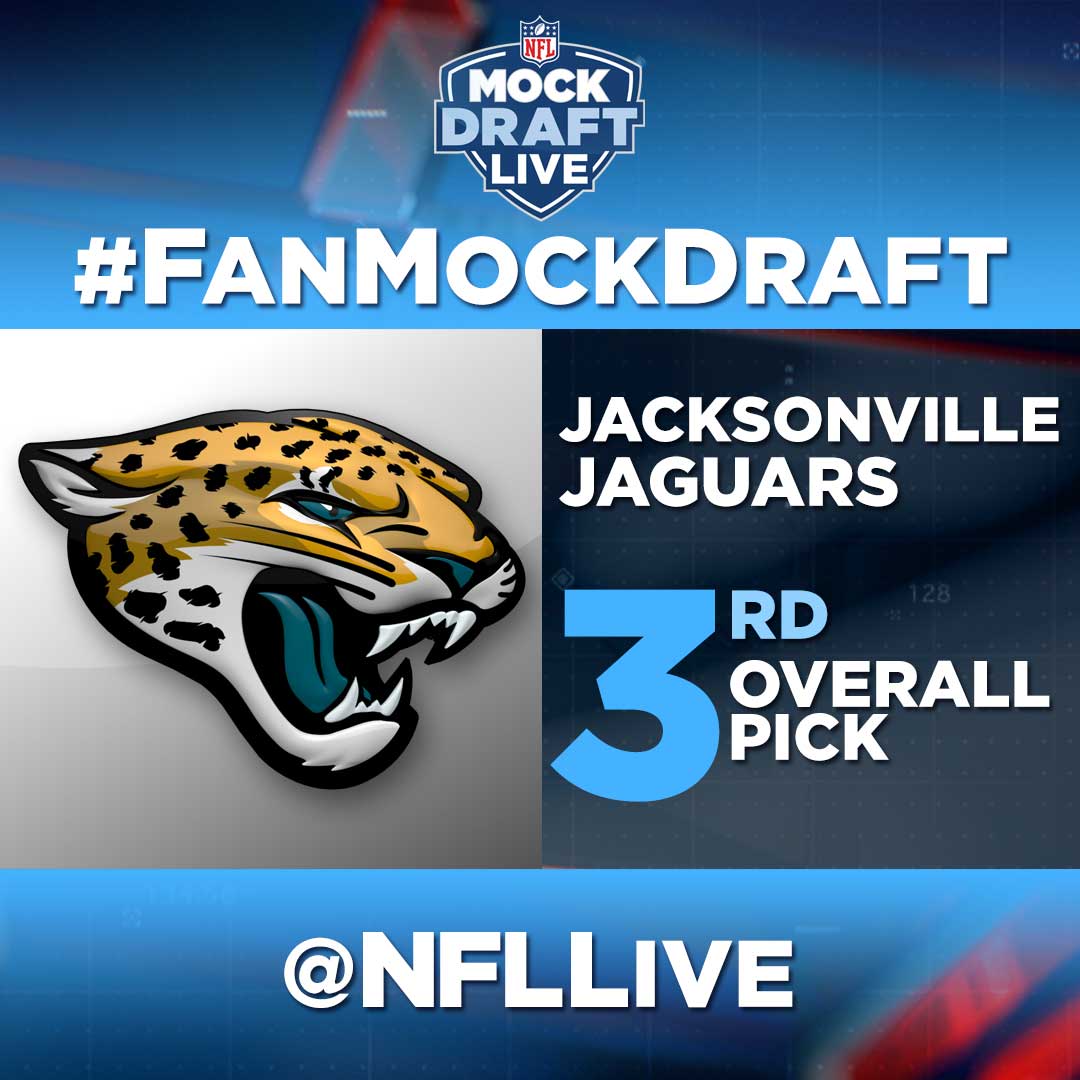NFLLive's tweet image. Off the board: Jameis &amp;amp; Leonard. Who will be #3? @Jaguars are on the clock! Tweet your pick w/ #FanMockDraft by 5p ET