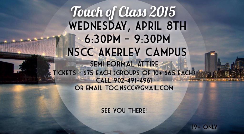 Hey foodies! NSCC's Touch of Class event is in two weeks. Amazing food, wine, cocktails &amp; beer. Buy a ticket! #NSCC