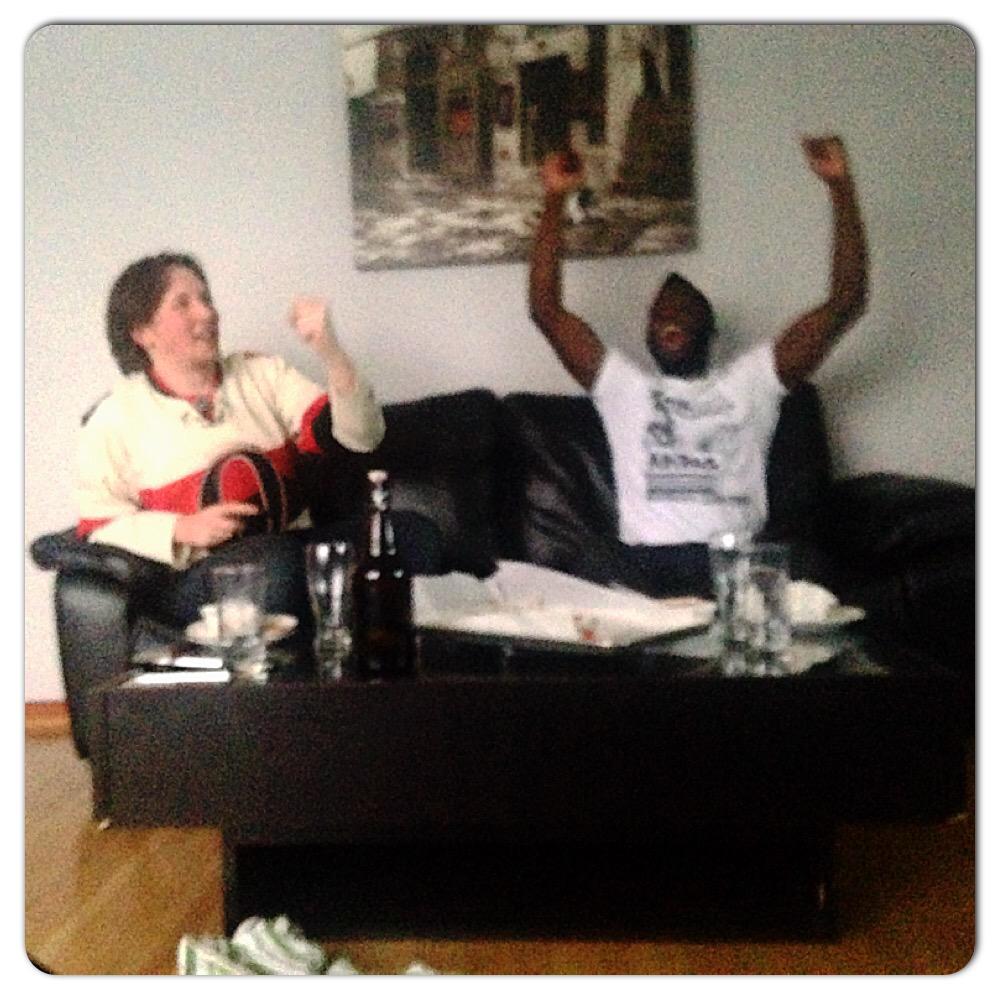 madisteele88's tweet image. My hubby @MikeyPSteele and his buddy watching the #SENS game, just as the go ahead goal was scored #GoSensGo