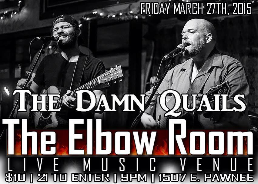 dariahballinger's tweet photo. WICHITA! @thedamnquails will be live at @ElbowRoomICT Friday night!! Tell your friends! @FineSwineICT @KenyrdSkynyrd http://t.co/NsT8kmkVYr
