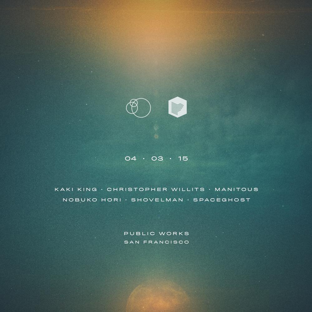 Willits's tweet image. Flier by @mentalmoto for April 3 in SF with @KakiKing @Manitous @_Space_Ghost @PublicWorksSF bit.ly/1C5Fa4V