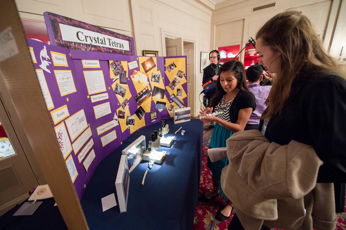 Texas students demo their <a href="/Space_Station/">International Space Station</a> experiment at #WHScienceFair. More: 1.usa.gov/1Hv82Io