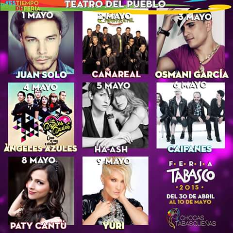 CUS_Tabasco's tweet photo. No se pueden perder este 8 de Mayo en el Teatro del Pueblo a @PatyCantu en la @FeriaTabasco_  2015 http://t.co/ORCOnp7M4m