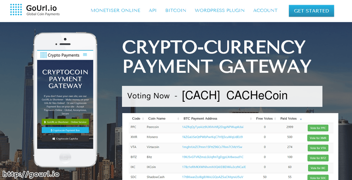 CryptocoinAPI's tweet image. NEW Voting for #CACHeCoin #CACH coin to add $CACH to GoUrl.io Payment Gateway. VOTE NOW - gourl.io/voting-cach.htm