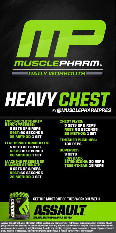 MusclePharm® on X: #MP Workout of the Day! Heavy Chest Workout by  @MusclePharmPres Powered by #Assault!  / X