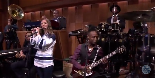 SInow's tweet image. The sad Villanova piccolo player got to play with The Roots on 'The Tonight Show' on.si.com/1FSs3GJ