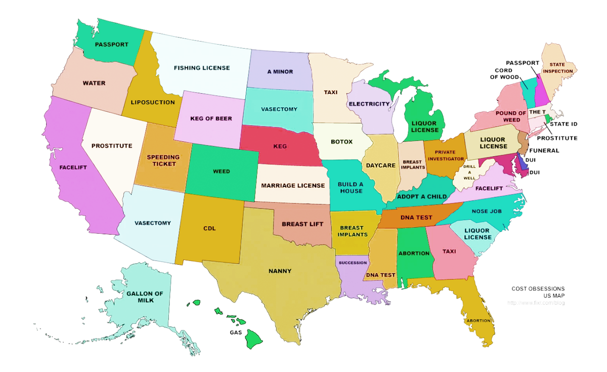 heady's tweet photo. “How much does a ___ cost?” most popular google search by state http://t.co/TMSVqwvn98