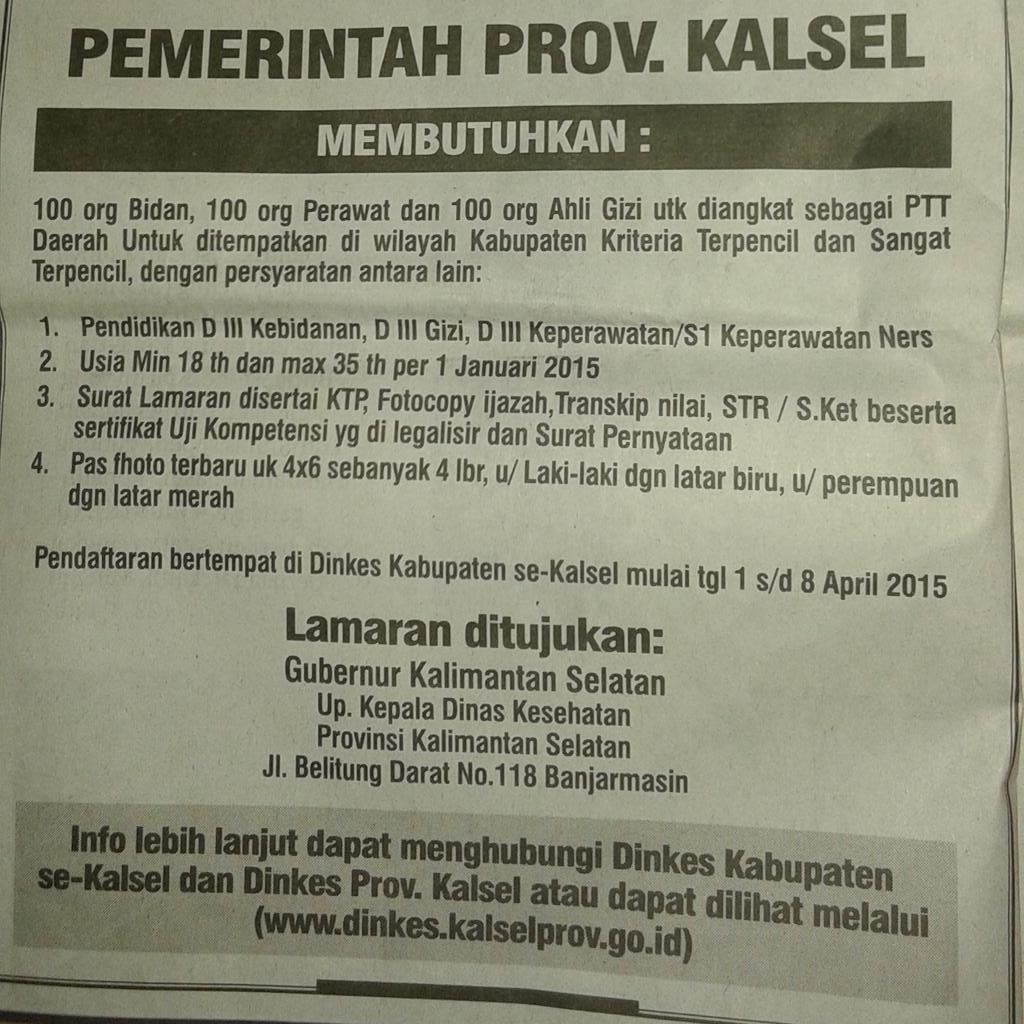 #Loker bidan &amp; perawat kalsel nah.. sebarkn siapa tahu ada kawan dan kerabat berminat. jadikan twet kt brnilai pahala