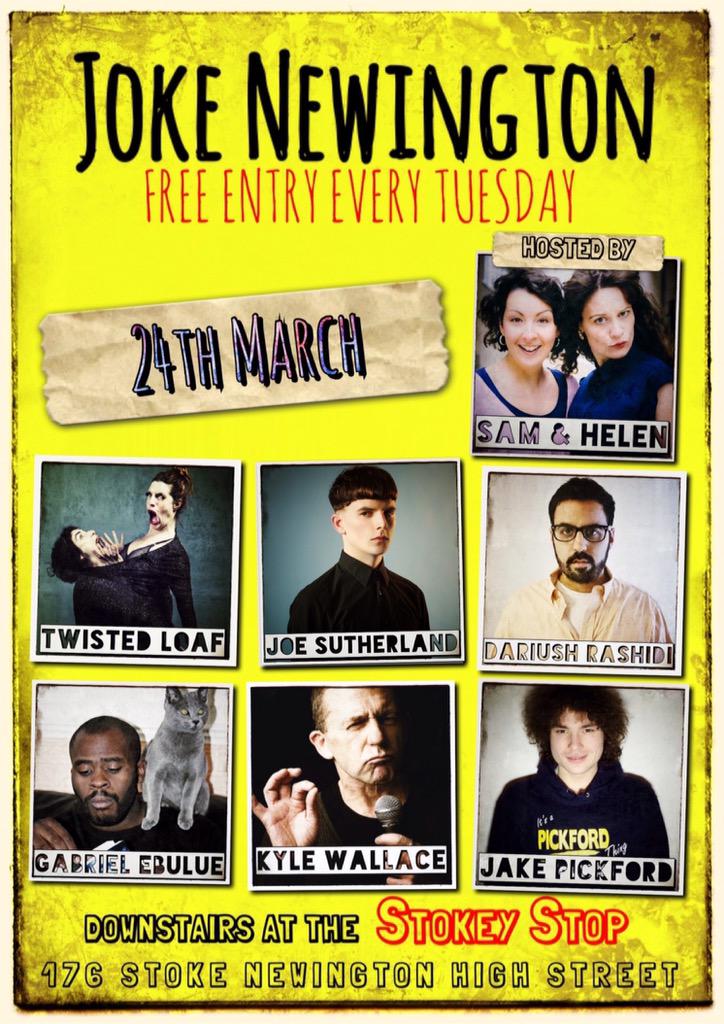 JokeNewington's tweet photo. TONIGHT! Come and watch some stupendous stand-up comedy in #StokeNewington at #JokeNewington for FREE! #skintlondon http://t.co/qR9CkoE3RY