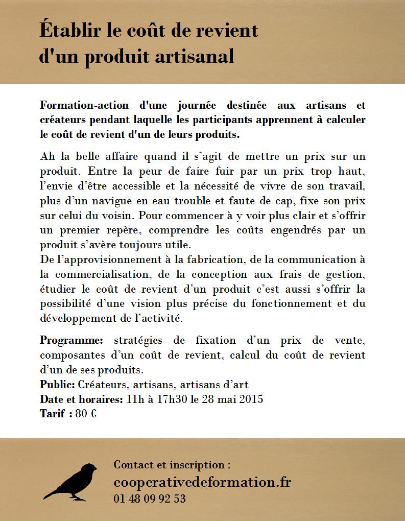 établir le coût de revient d'un produit artisanal, #Aubervilliers93, #GrandBouillon, #Formation, #Artisanat, #ESS