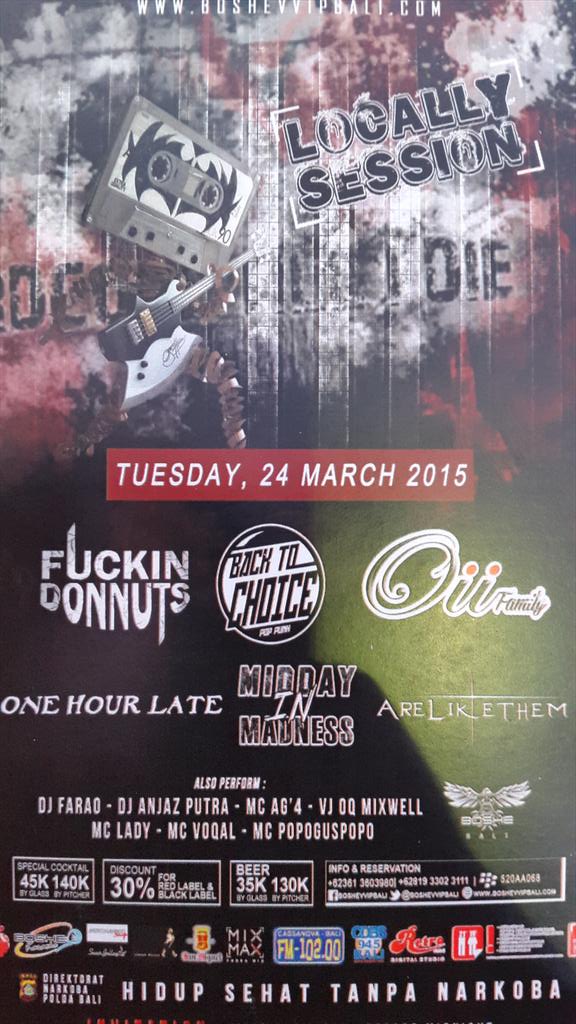 <a href="/ARELIKETHEM/">ARE LIKE THEM</a>  live concert <a href="/BOSHEVVIPbali/">BOSHE BALI</a> on Tuesday, 24 March 2015  at 22.00pm don't miss it and many more band