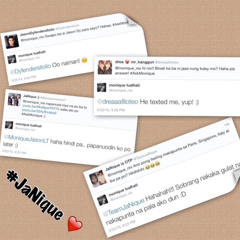 TeamJaNique's tweet photo. Yesternight was #JaNique night!! Layag na layag talaga! Sana sa sunod, si Kuya @JasonJamesDy naman mag #AskJason hihi http://t.co/0Deq5QLp0o