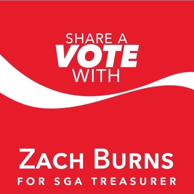 today's the day! Swing by his tent, grab a coke, and share a vote with Zach Burns! #BankOnBurns #itjustmakescents