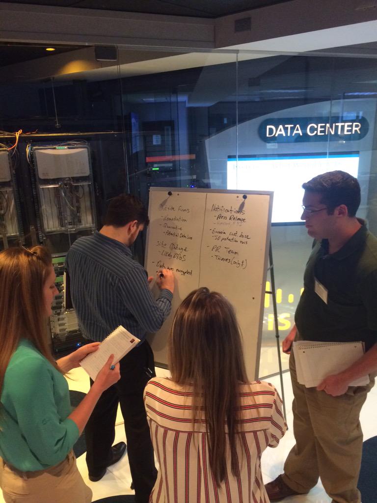 AngieBeltz1's tweet image. #TBTFExLab #spcmedia #Tech_Data students developing World Bank hack response plan.