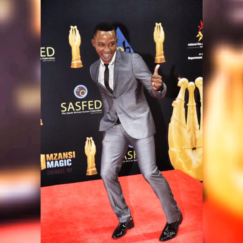 KatlegoMaboe's tweet photo. Smashing time on the #SAFTAs15 red carpet (shiny forehead and all) dressed in TOPMAN and #styledbyMaria 😃 #menswear http://t.co/jctpZEeTjG