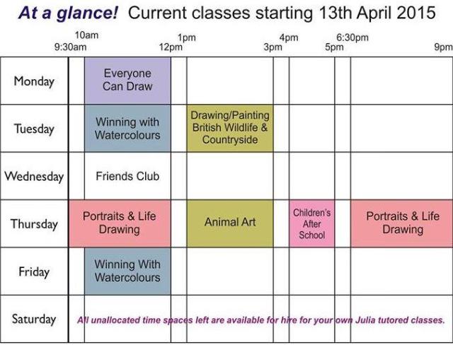 TheDrawingRoom_'s tweet image. Here's our new timetable! Classes start 13th April at 5 The Lawns Hinckley, contact us to enquire or book your place