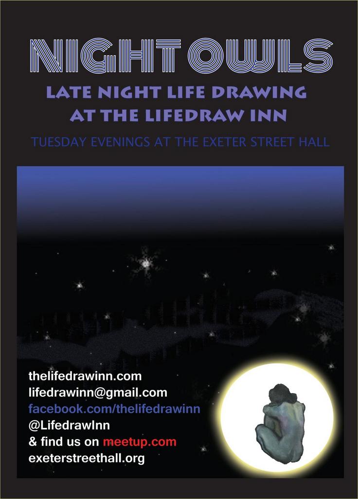 LifeDrawInn's tweet image. Night Owls LIFE DRAWING 9.15-10.45 tonight @ExeterStHall #Brighton